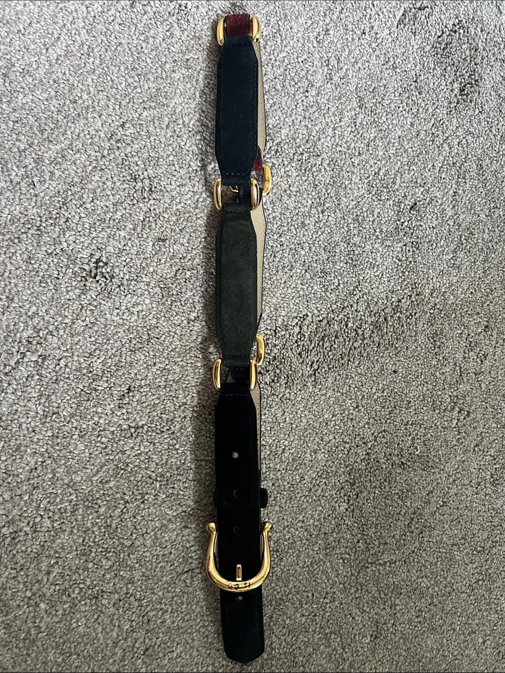 Fossil Genuine Leather Colorblock Suede Belt Gold Hardware Vintage Boho